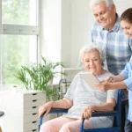 Caregiver and family assisting a senior at home to support safe and independent aging