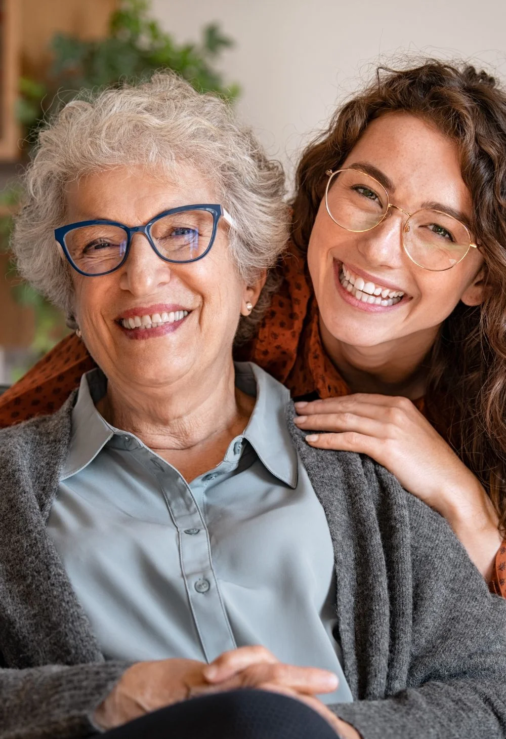 Smiling senior woman with her caregiver, representing compassionate senior home care in Summerlin for your loved ones